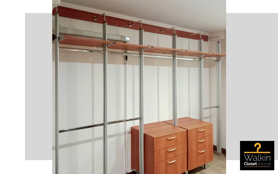 Walk in Closet I-Shape Melamine สี 5009-17 ลายไม้ | ตู้เสื้อผ้าบิ้วอิน | Ayara