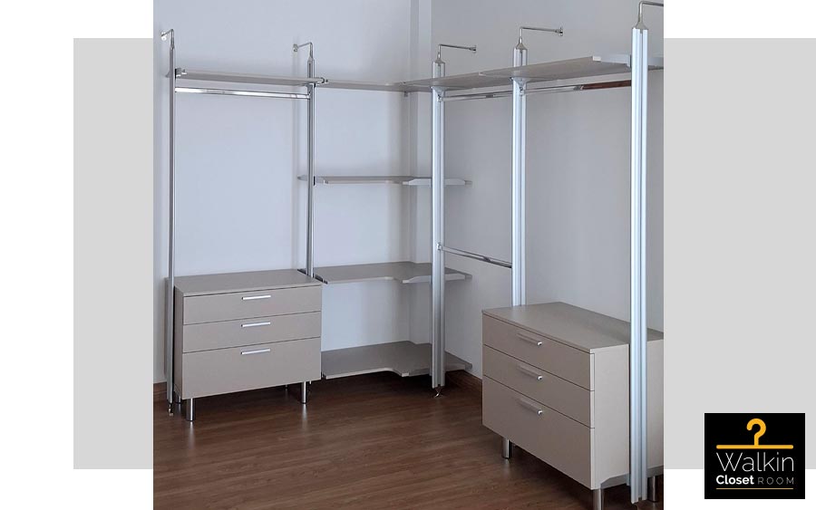 Walk in Closet - L Shape Melamine สีน้ำตาลอ่อน | ไอยรา วินท์ โฮมโปรดักส์